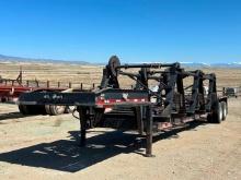 1950 Fruehauf Tandem Axle Reel Trailer, (3) 96" x 66" reel stands, mechanical band brakes. In good