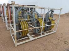 (3) 32", 20,000# Grounded Helicopter Bundle Blocks, with header bar and rack (DAY 2) (CO)