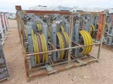 (3) 32", 20,000# Helicopter Bundle Blocks, header bar and rack (DAY 2) (CO)