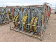 (3) 32", 20,000# Helicopter Bundle Blocks, header bar and rack (DAY 2) (CO)