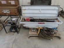 60 Ton Steel Pole Jacking Device, single acting, 8" stroke, and 10,000 PSI gas hydraulic pump and