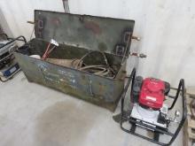 60 Ton Steel Pole Jacking Device, double acting, 12" stoke, and 10,000 PSI gas hydraulic pump and