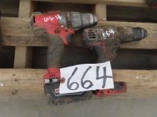 (2) MILWAUKEE 1/2" Cordless Drills, with (1) battery (CO)