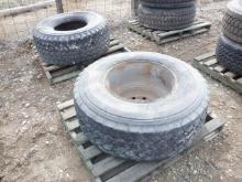 (1) 445/65R19.5 Tire and (1) 425/65R22.5 Tire, with rim (Sales Tax) (WY)