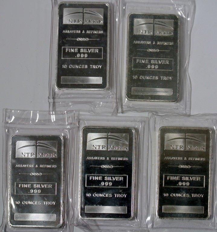 10 troy ounce silver bars The beautifully made 10 oz NTR Metals silver bar displays the NTR Metals l