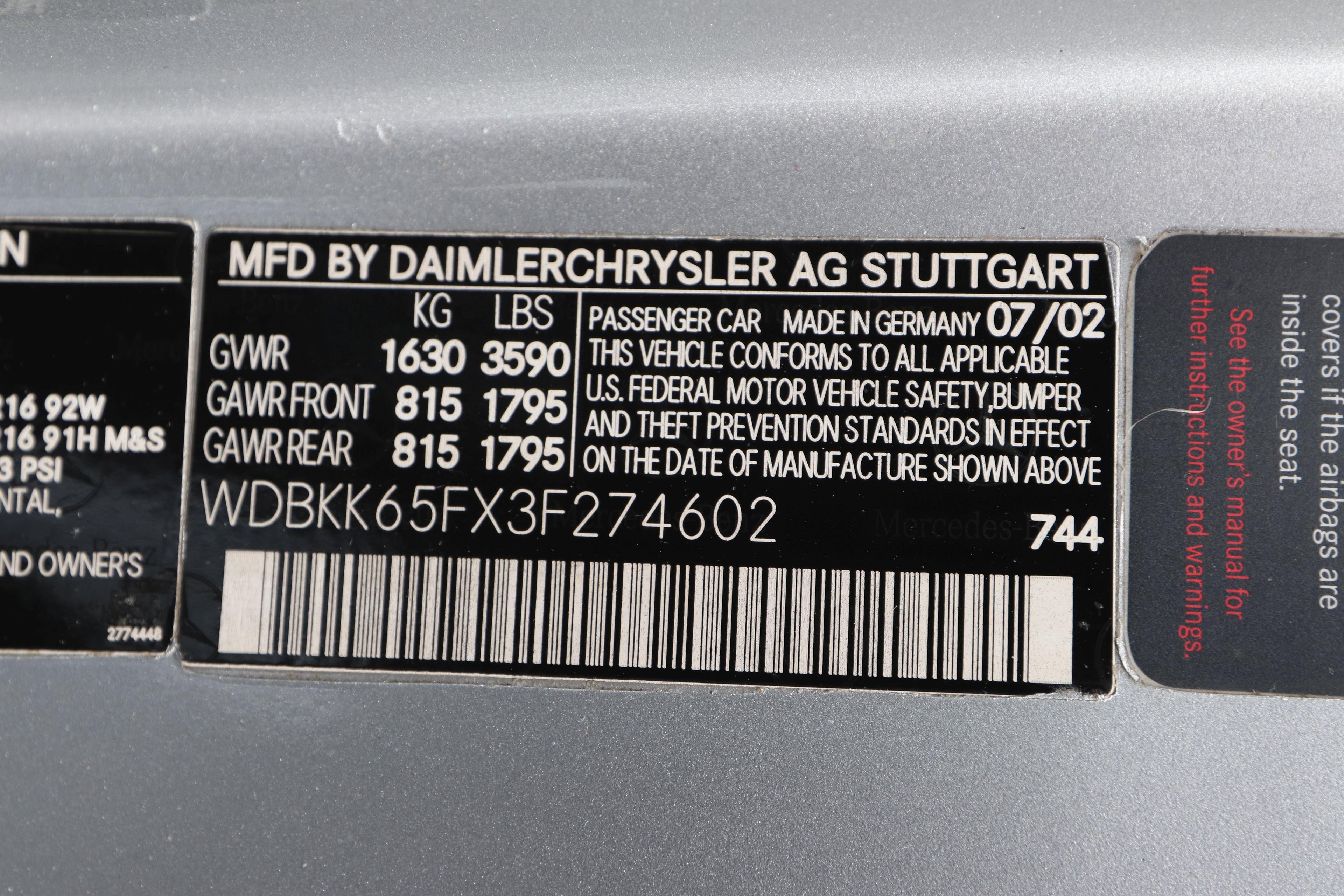 2003 Mercedes Benz SLK320 Convertible.  Vin: WDBKK65FX3F274602. Miles: 74,504. V6 5-speed automatic