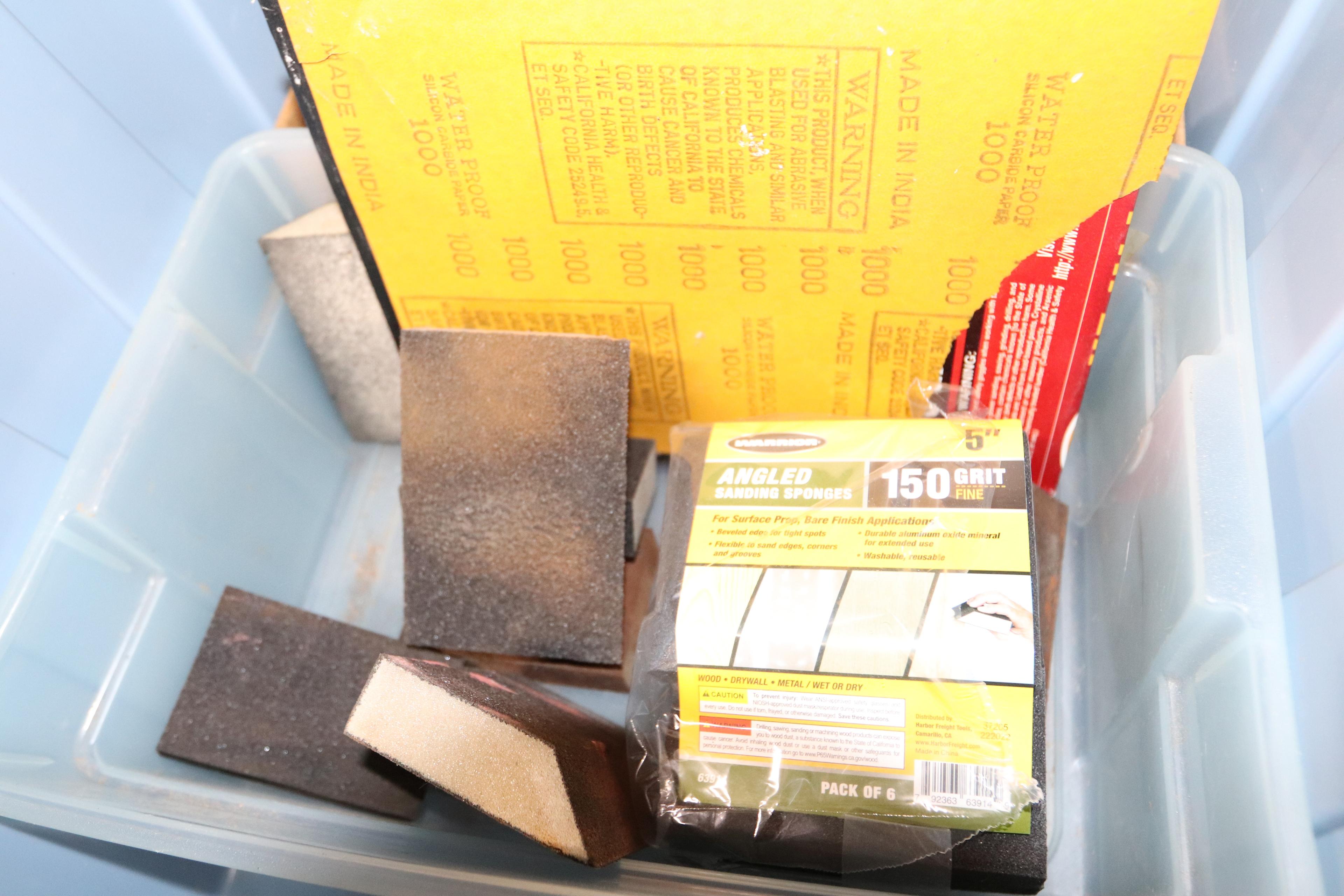 Sandpaper and abrasives, Weller sander, model 700, and a Sears sander polisher, model 110.646S
