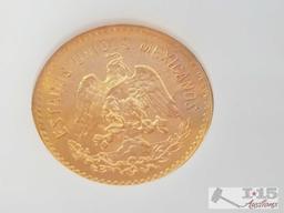 Mexico gold coins - 1955 5 pesos coin, 1945 2.5 pesos coin, 1945 2 pesos coin