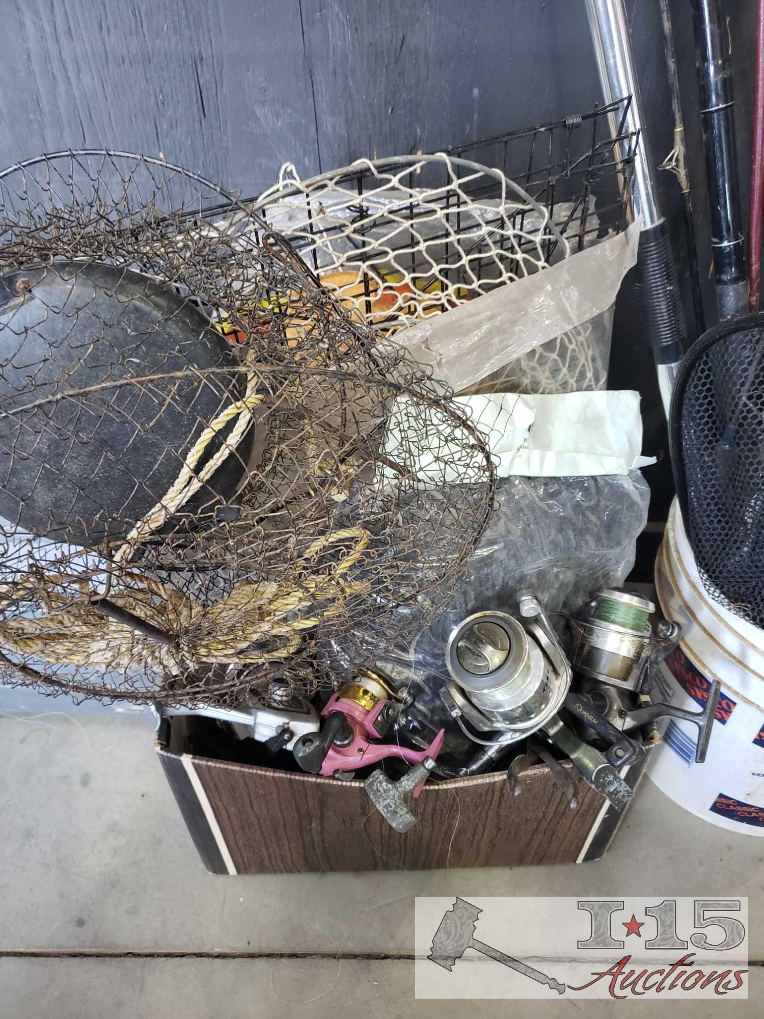 Tackle Boxes, Fishing Nets, Fishing Piles and Other Misc. Items