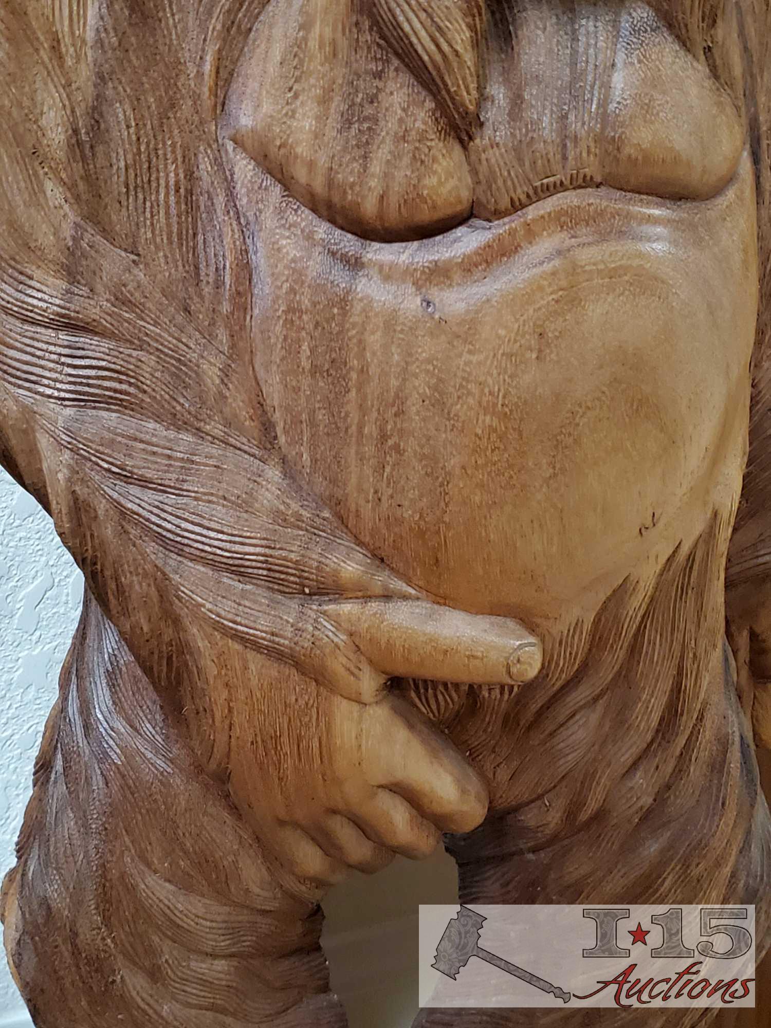Three Hand Carved Wooden Ape Statues