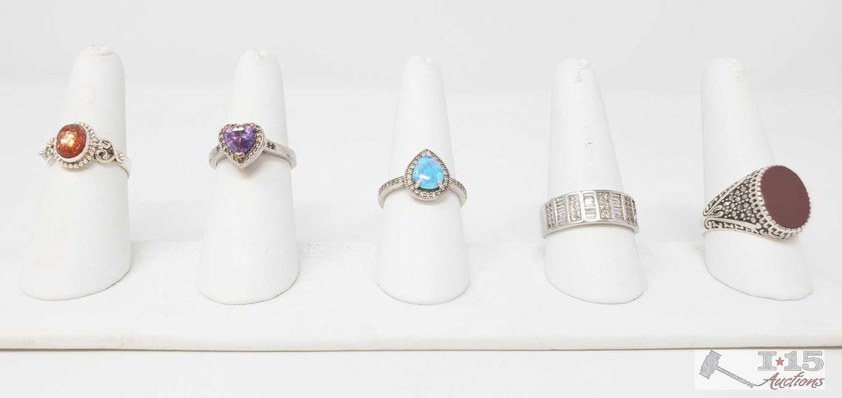 5 Assorted Rings Mostly Sterling Silver, 24g