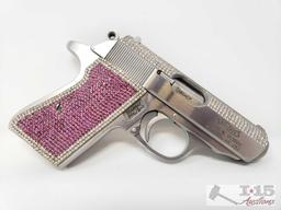 Carl Walther 9mm Gun Encrusted in 900 Diamonds and Rubies! Ca Transfer Available! Watch Video