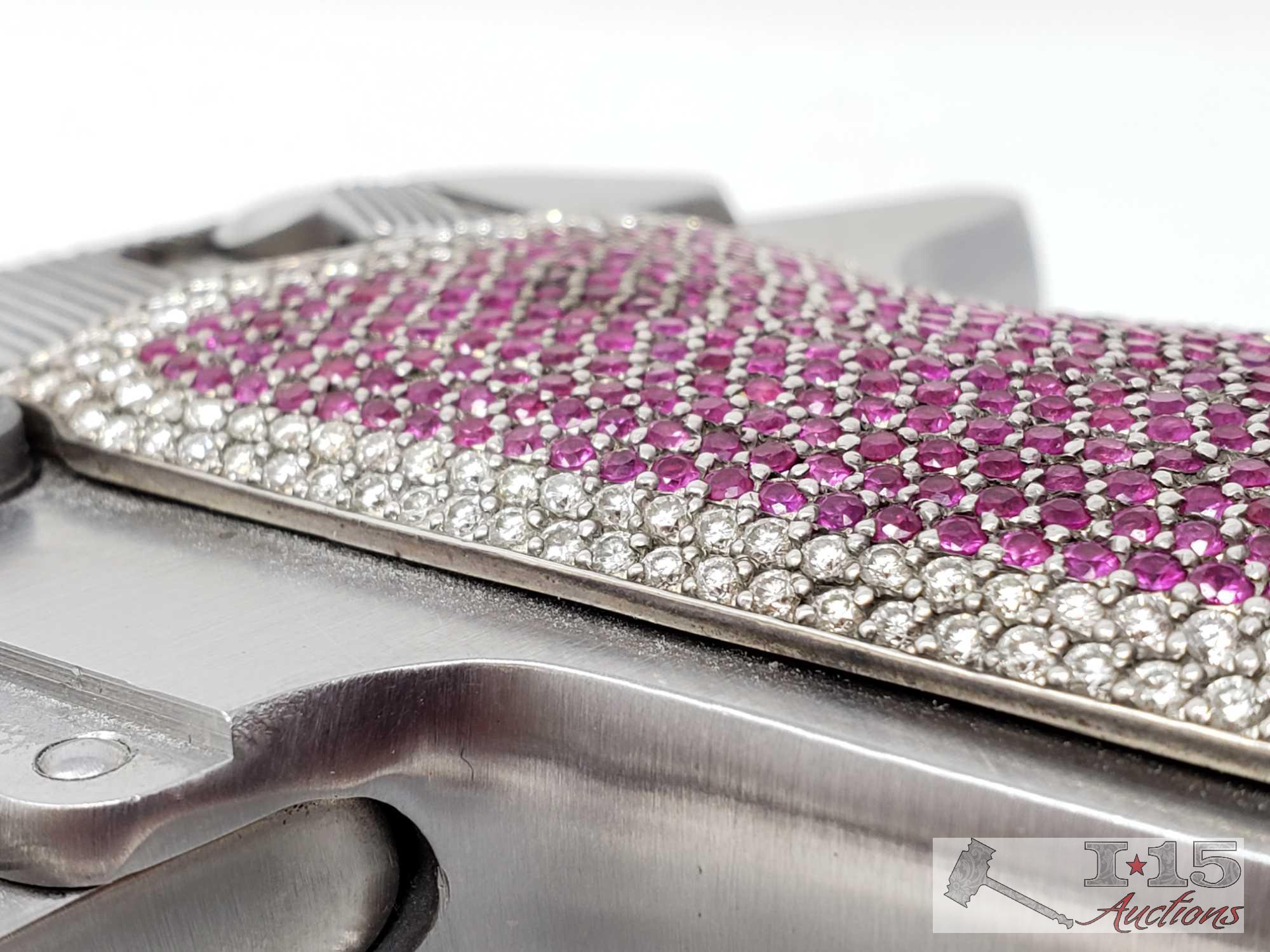 Carl Walther 9mm Gun Encrusted in 900 Diamonds and Rubies! Ca Transfer Available! Watch Video