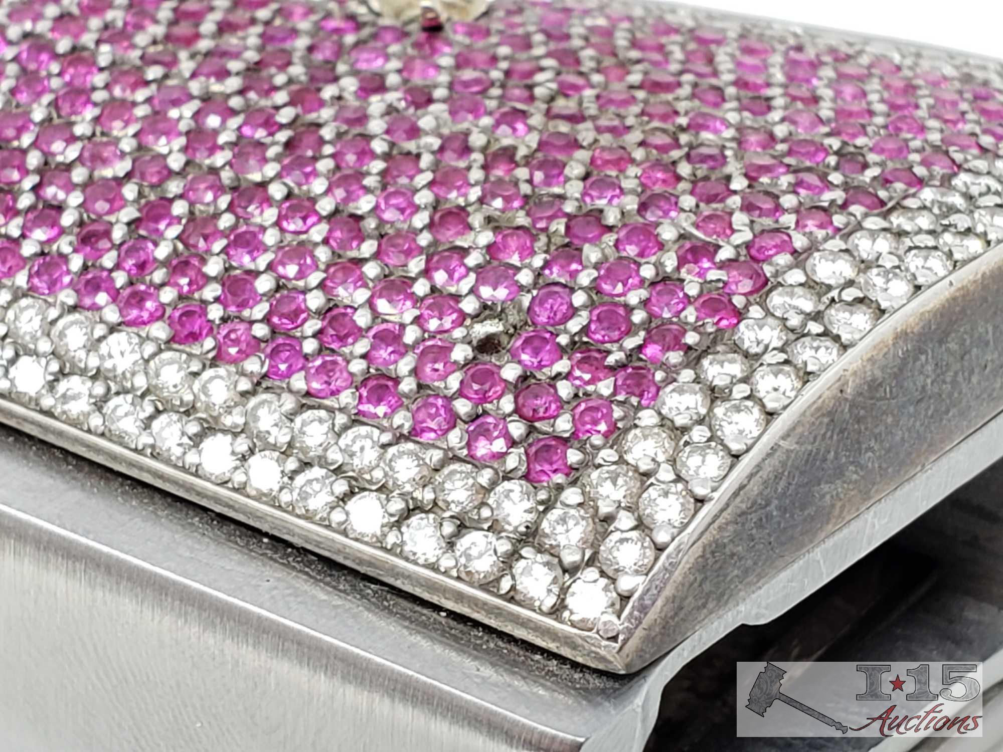 Carl Walther 9mm Gun Encrusted in 900 Diamonds and Rubies! Ca Transfer Available! Watch Video