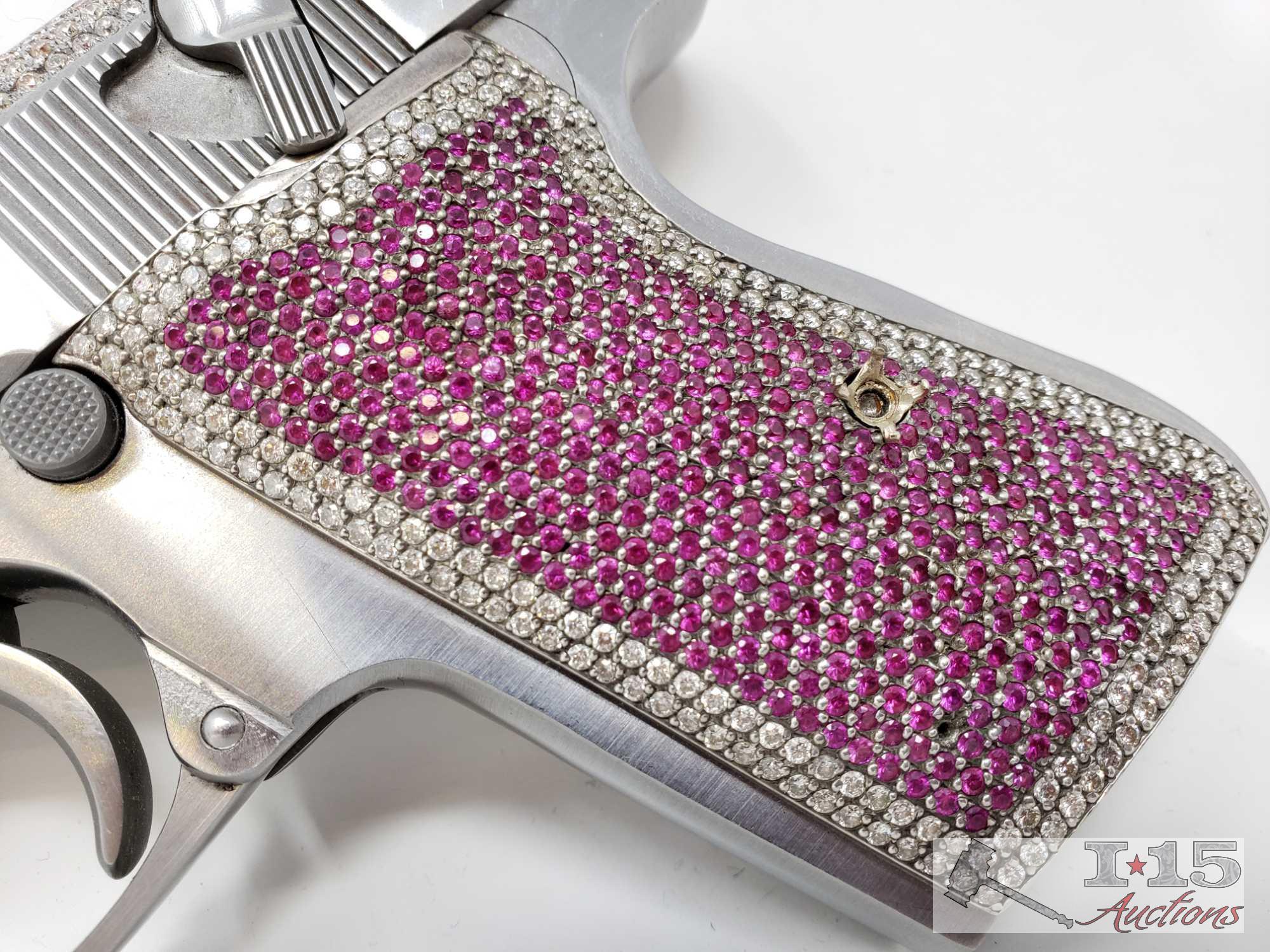 Carl Walther 9mm Gun Encrusted in 900 Diamonds and Rubies! Ca Transfer Available! Watch Video