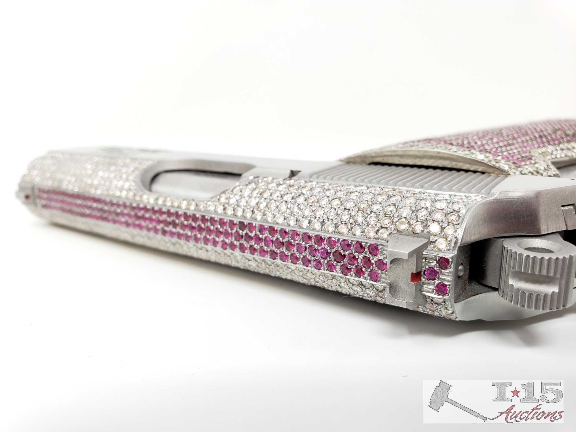 Carl Walther 9mm Gun Encrusted in 900 Diamonds and Rubies! Ca Transfer Available! Watch Video