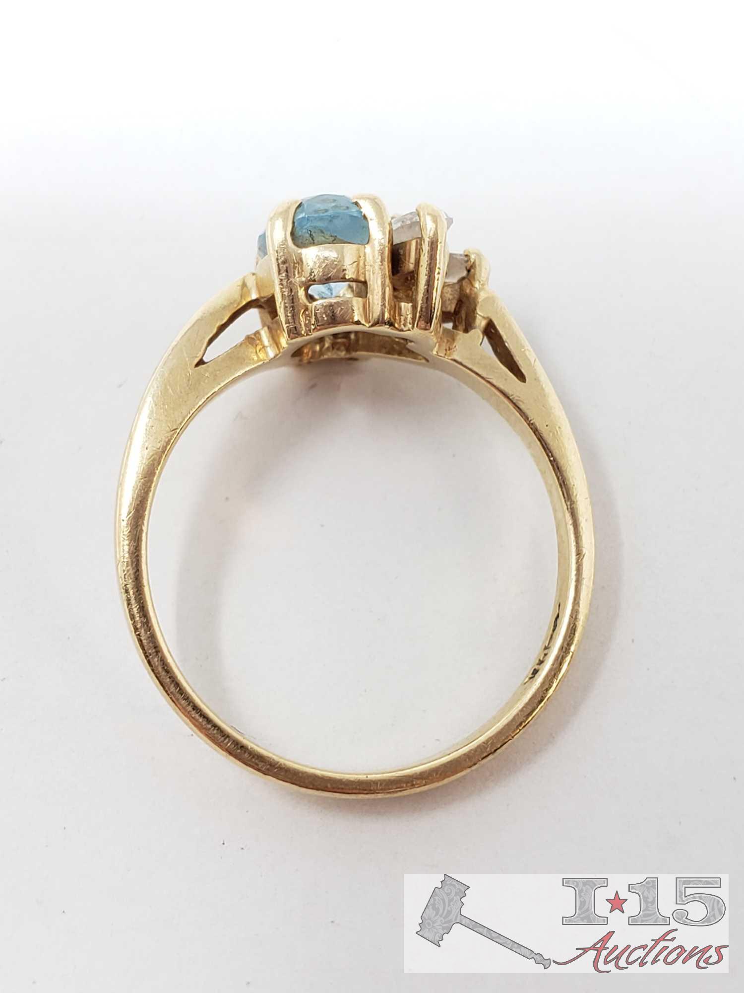 Two 14k Gold Rings with Accent Diamonds and Multi Gemstones 6.8g