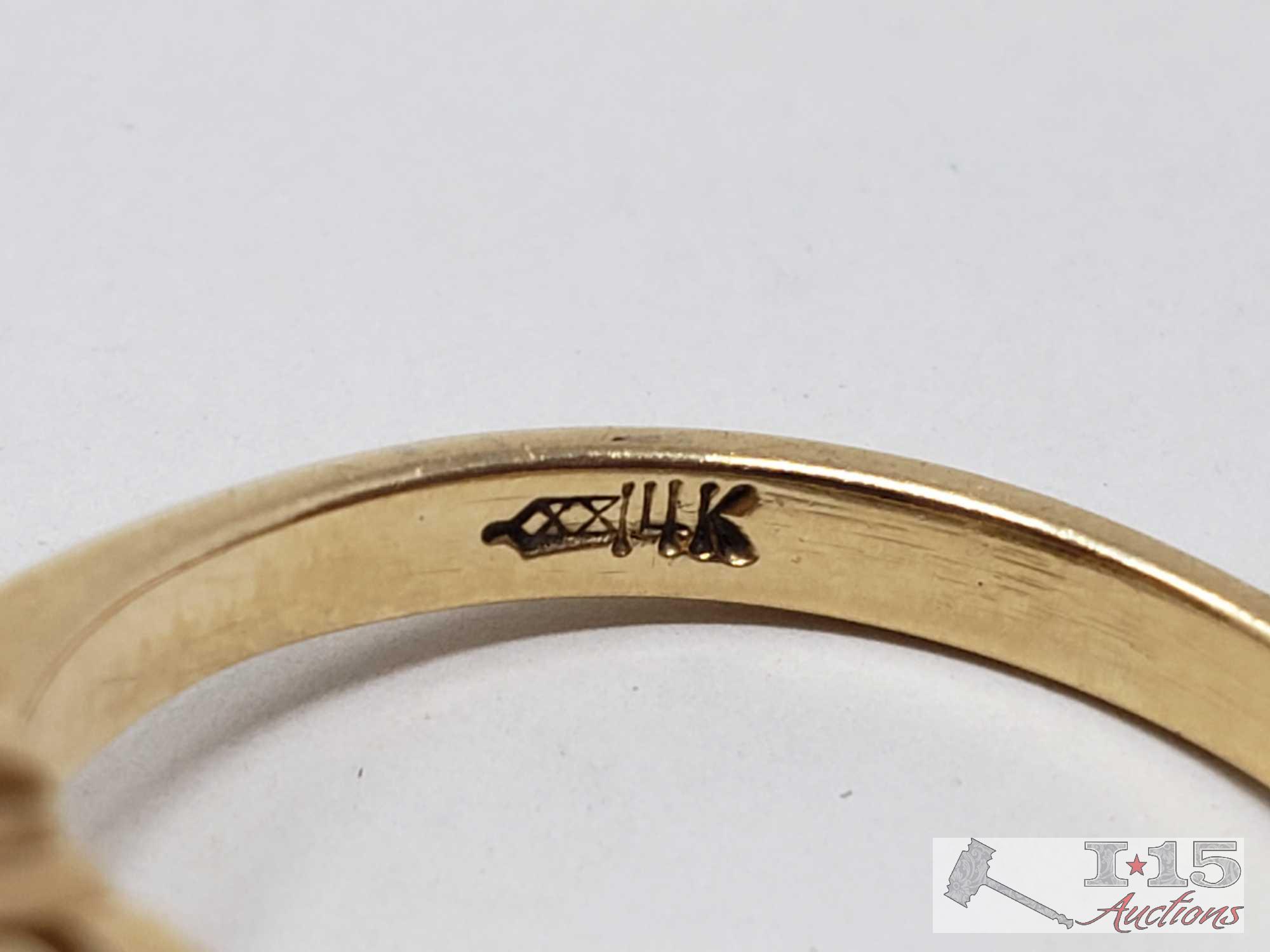 Two 14k Gold Rings with Accent Diamonds and Multi Gemstones 6.8g