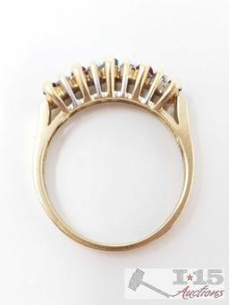 Two 14k Gold Rings with Accent Diamonds and Multi Gemstones 6.8g