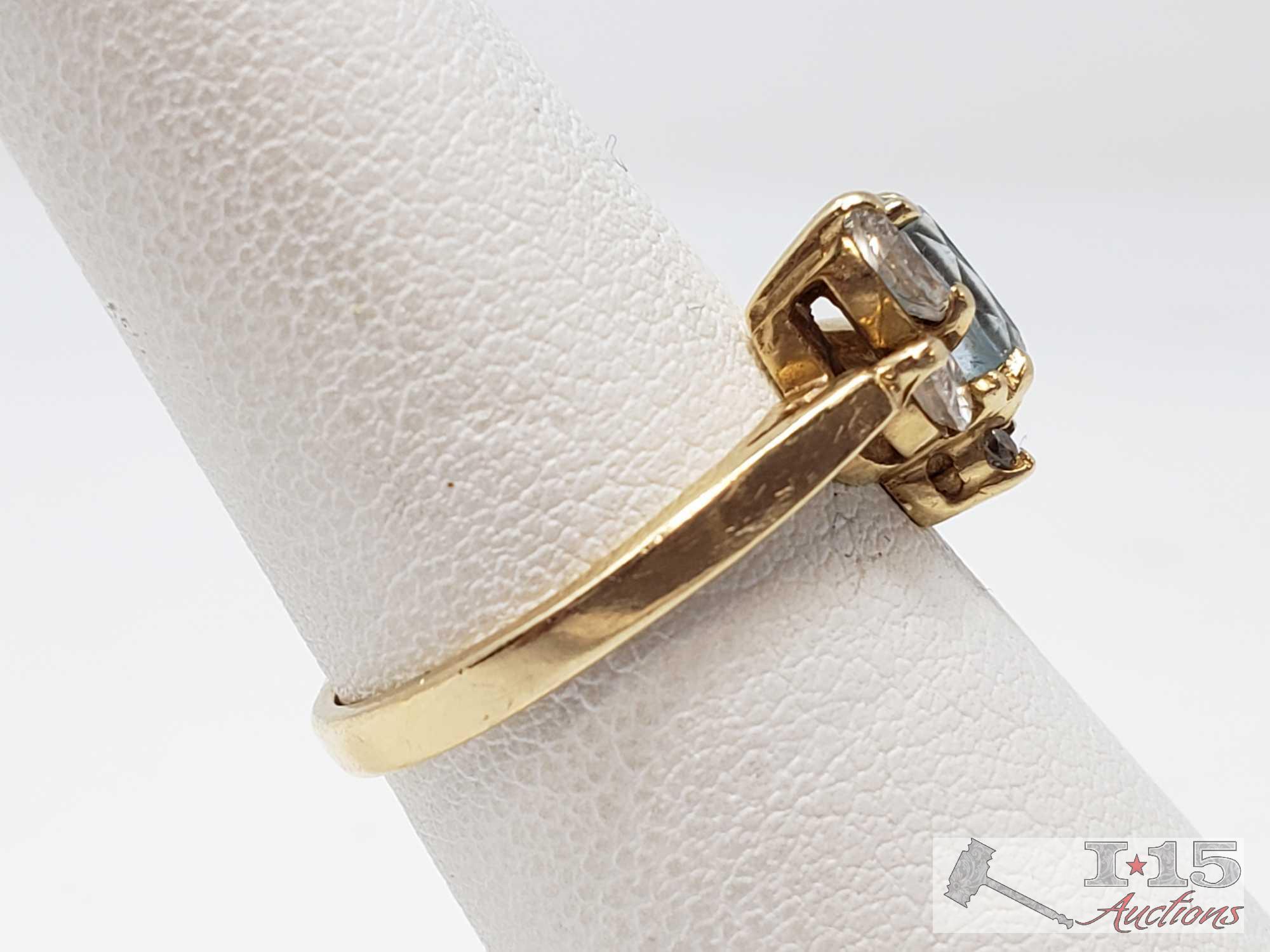 Two 14k Gold Rings with Accent Diamonds and Multi Gemstones 6.8g