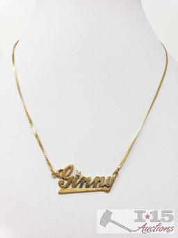 14k Gold Name Necklace with Diamond, 4.9g