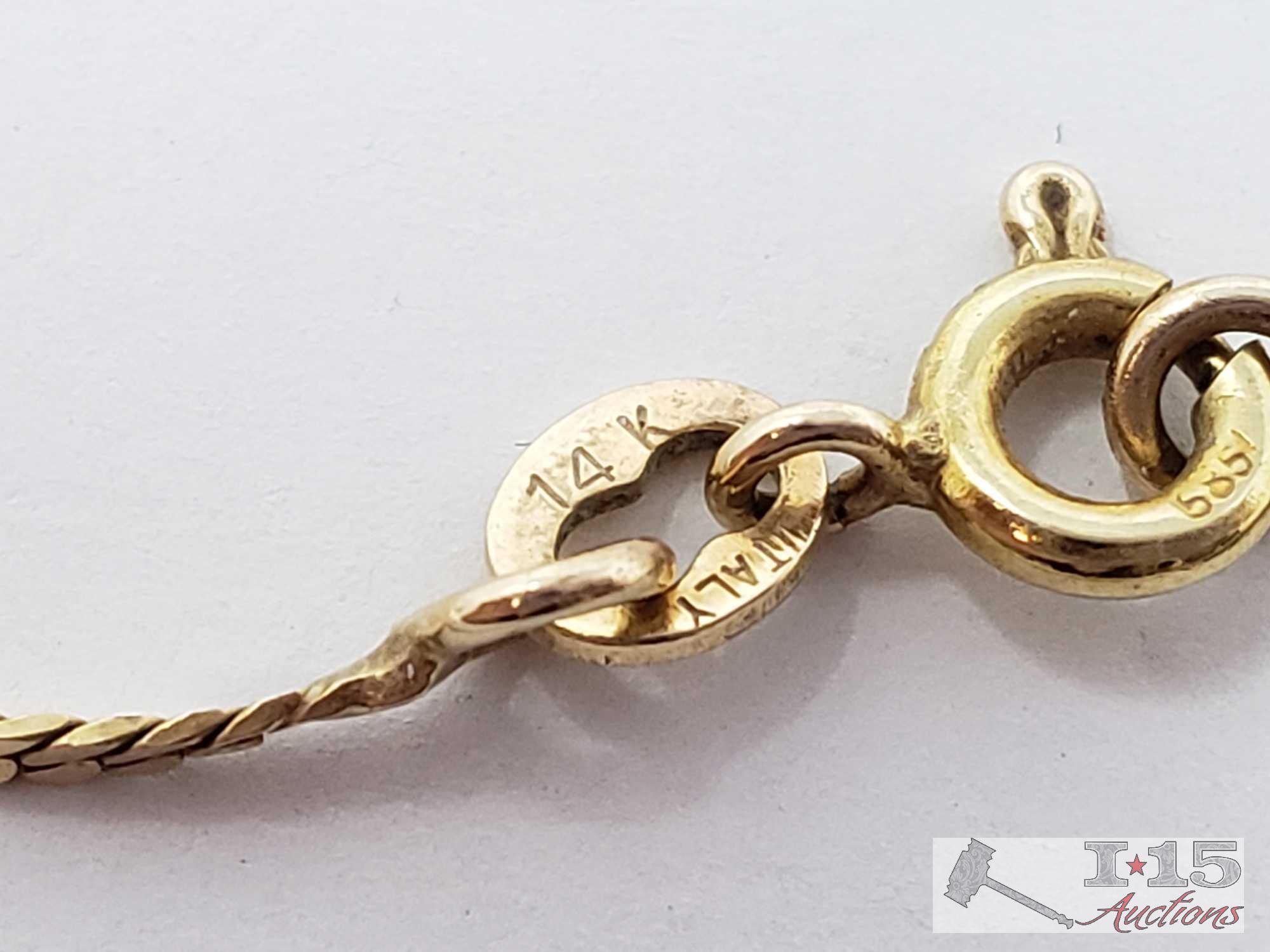 14k Gold Name Necklace with Diamond, 4.9g