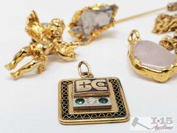 10k Jewlery and Pendent with Diamond, 27.6g