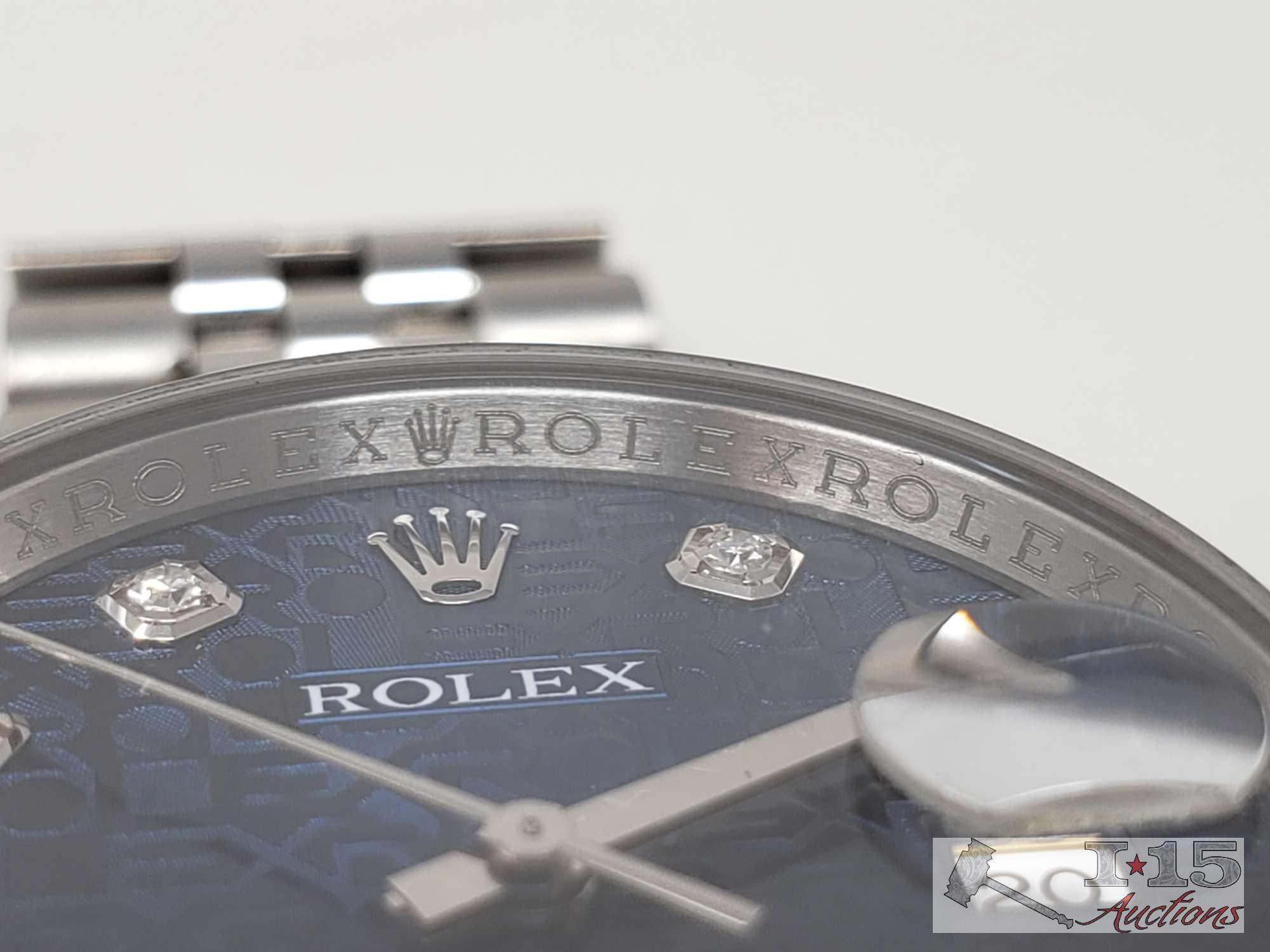 Authenticated Rolex Datejust 36 Bluedial Fluted Bezel Jubilee Bracelet Watch 16234 Est. $9,800.00