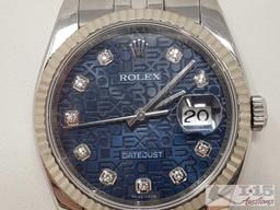 Authenticated Rolex Datejust 36 Bluedial Fluted Bezel Jubilee Bracelet Watch 16234 Est. $9,800.00