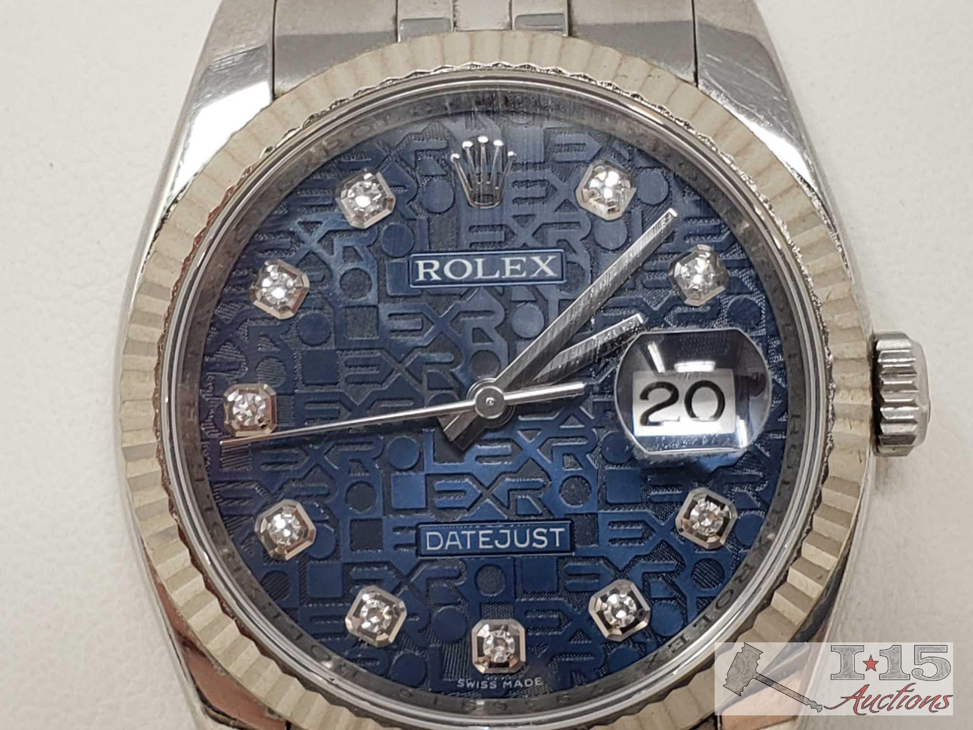 Authenticated Rolex Datejust 36 Bluedial Fluted Bezel Jubilee Bracelet Watch 16234 Est. $9,800.00