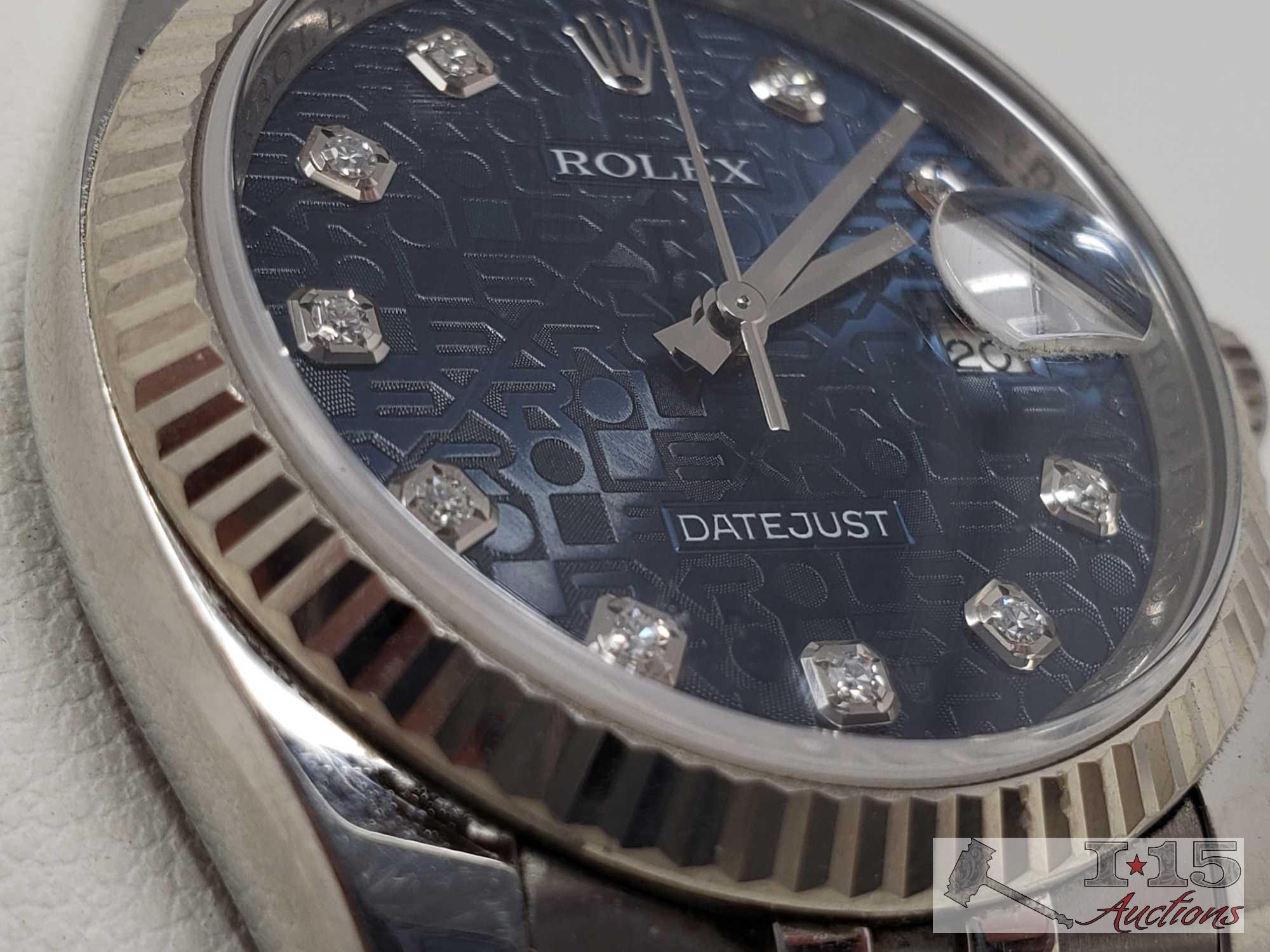 Authenticated Rolex Datejust 36 Bluedial Fluted Bezel Jubilee Bracelet Watch 16234 Est. $9,800.00