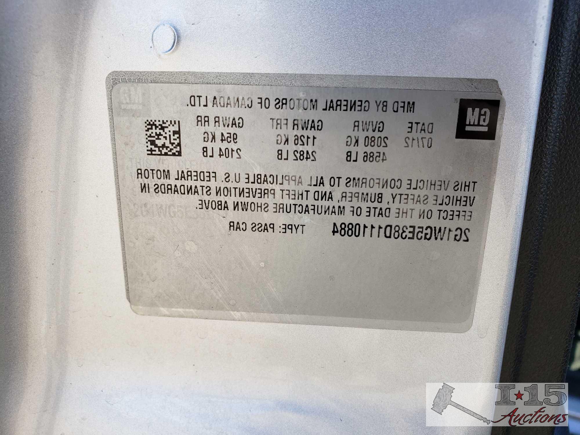 2013 Chevrolet Impala, Light Gray, CURRENT SMOG