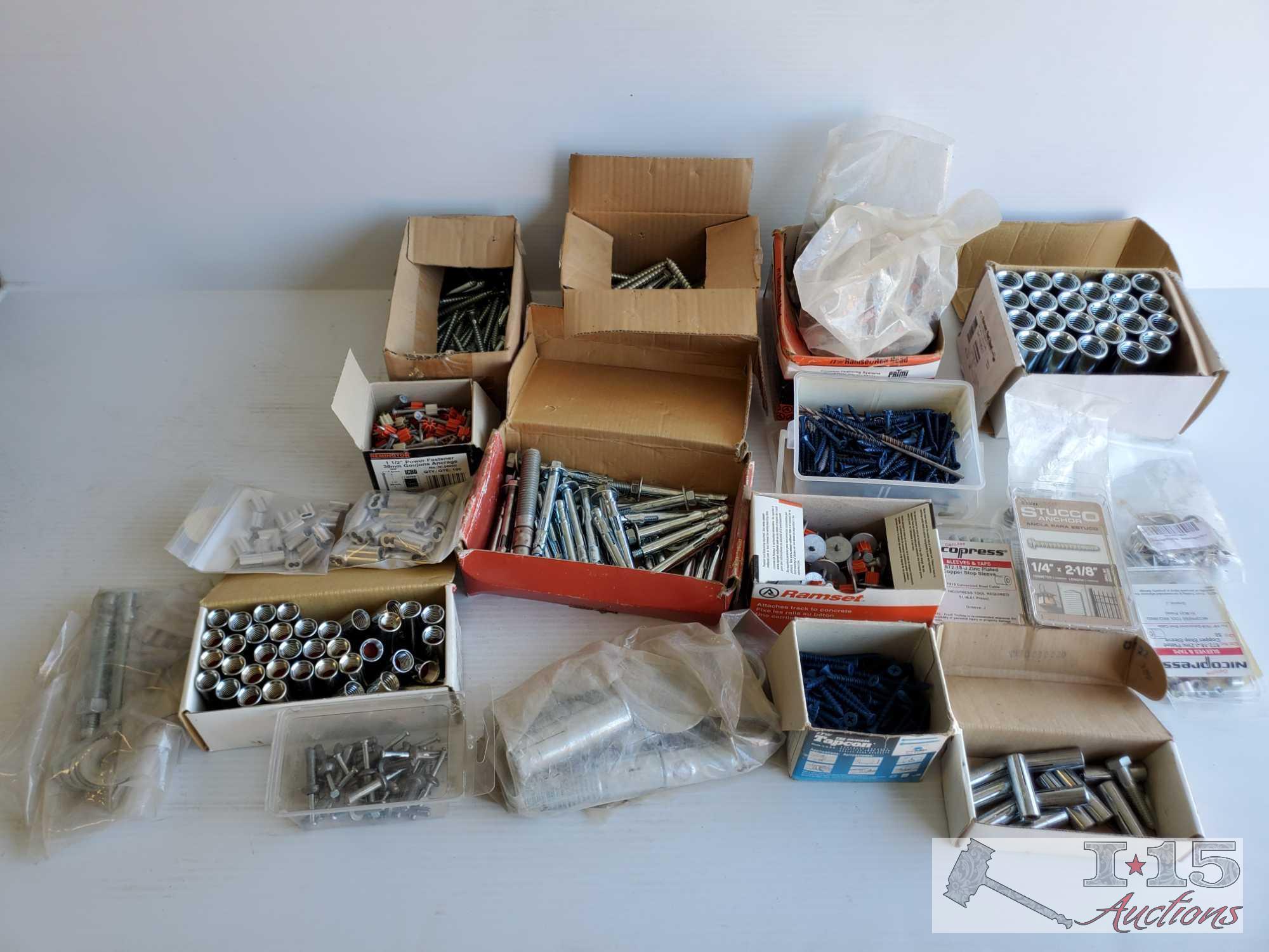 Three Tool Box Organizer, Metal Hard Case w/ Organizer, Various boxes and bags of Hardware