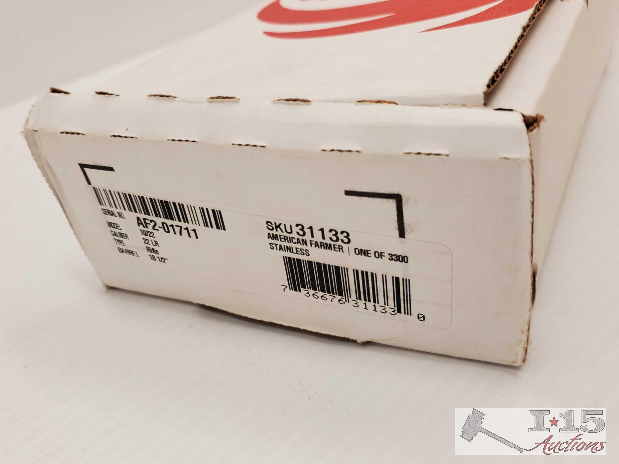 Ruger 10/22 .22lr "American Farmer" Wood Carved Rifle in Box