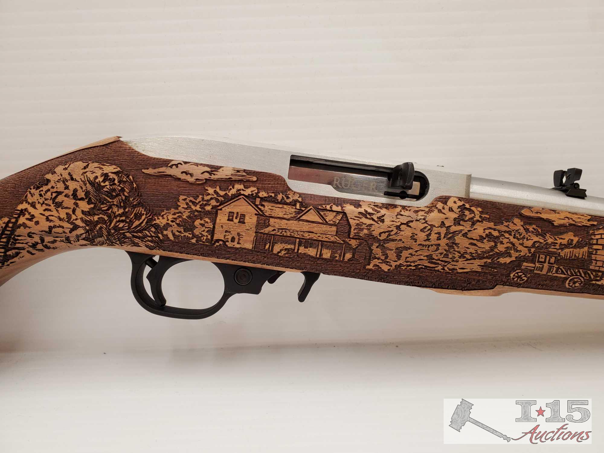 Ruger 10/22 .22lr "American Farmer" Wood Carved Rifle in Box