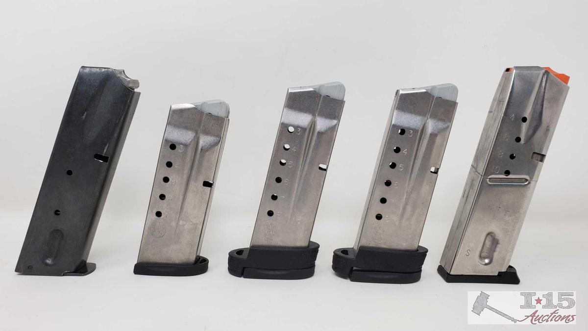 5 Smith & Wesson .9mm 10 Round Capacity Magazines