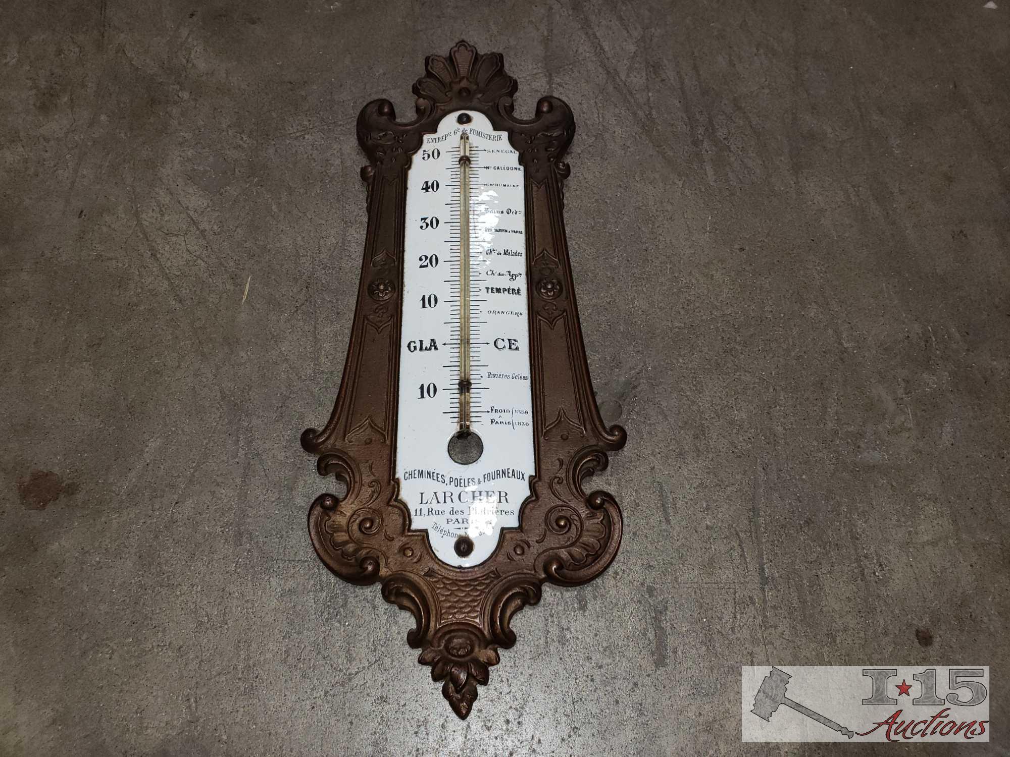 Buffalo Statue, and Wall Thermometer