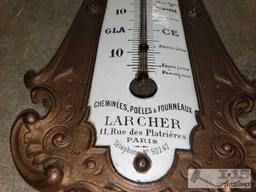 Buffalo Statue, and Wall Thermometer