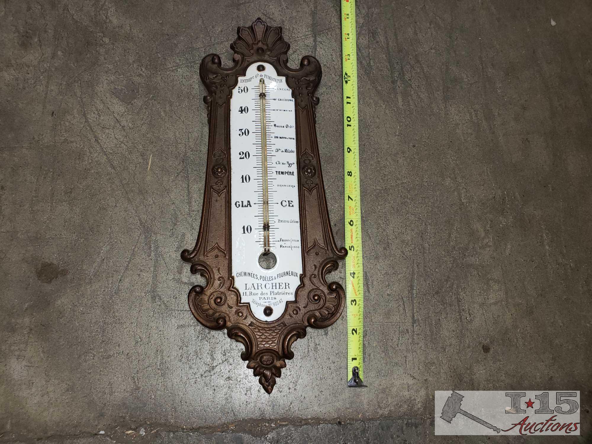 Buffalo Statue, and Wall Thermometer