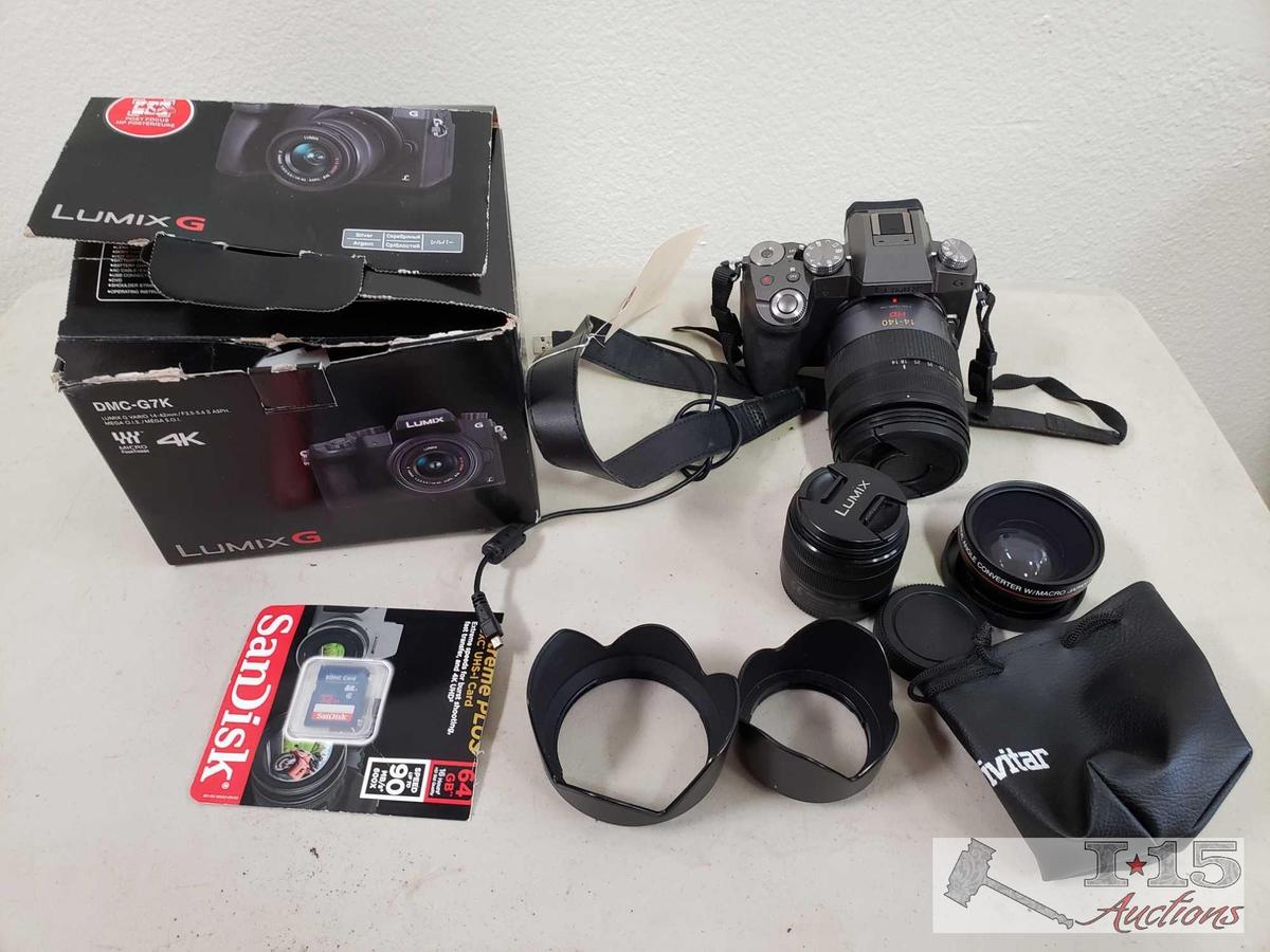 Lumix G DMC-G7K 4K Digital Camera and 3 Lenses