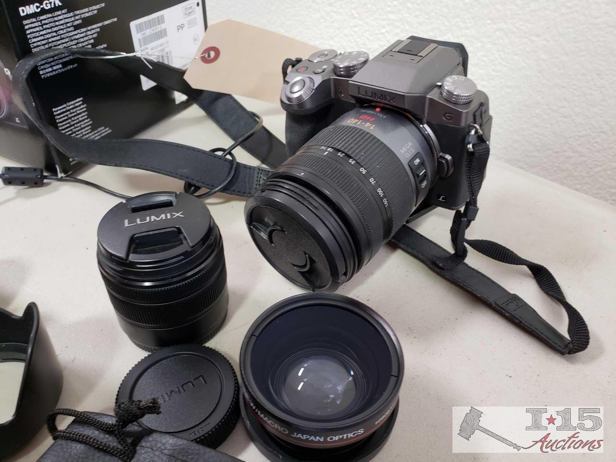 Lumix G DMC-G7K 4K Digital Camera and 3 Lenses