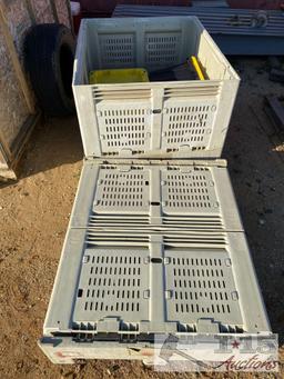 3) 48x40 collapsible produce crates and too heavy duty totes