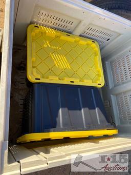 3) 48x40 collapsible produce crates and too heavy duty totes