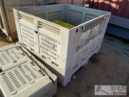 3) 48x40 collapsible produce crates and too heavy duty totes