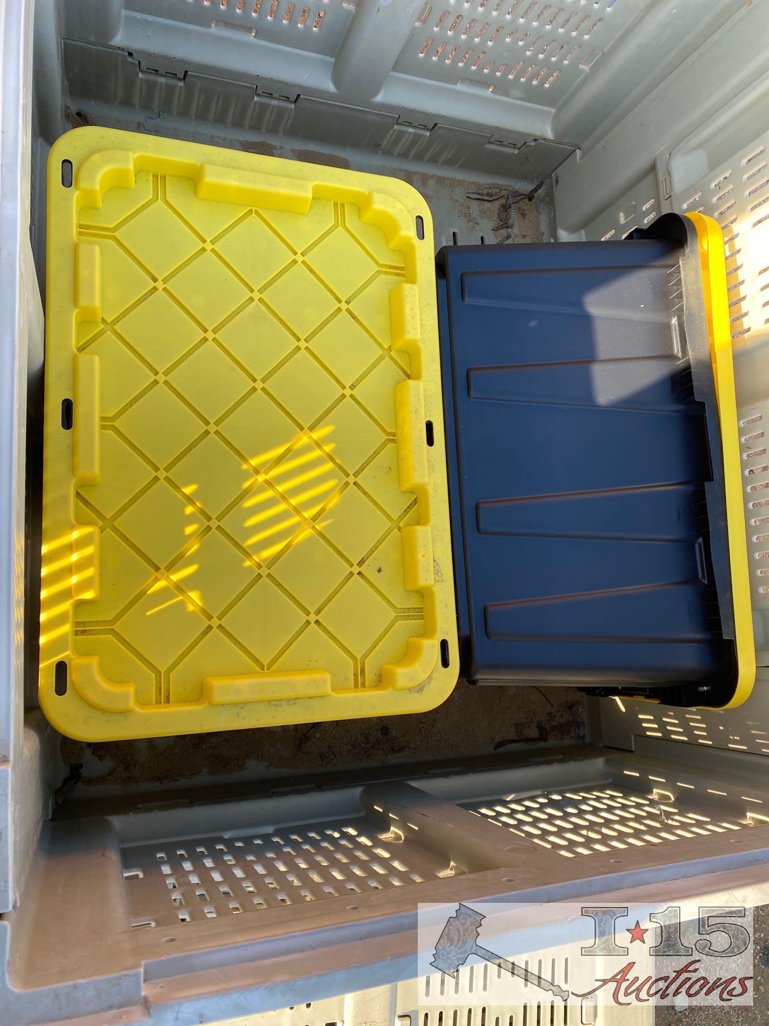 3) 48x40 collapsible produce crates and too heavy duty totes
