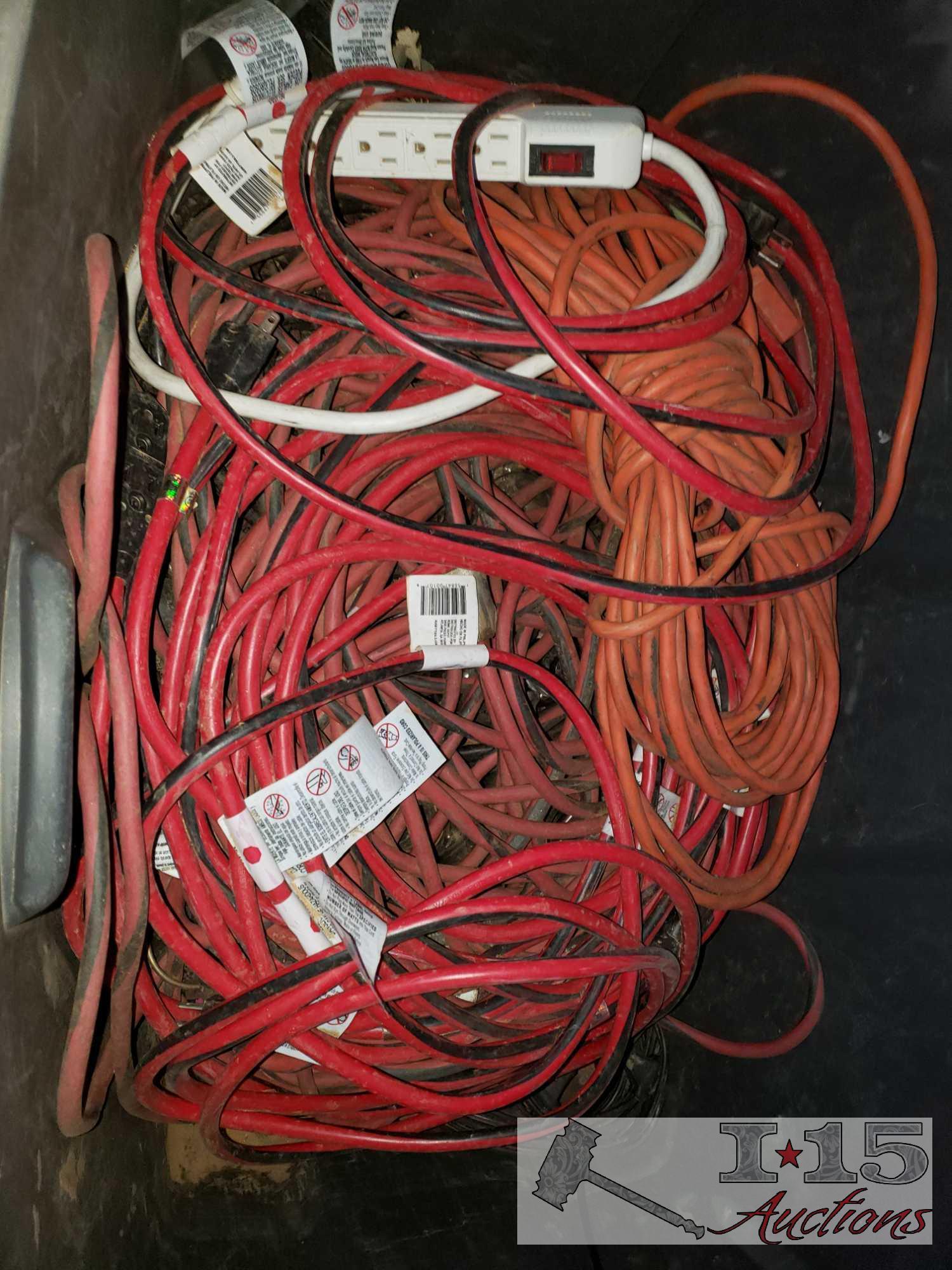 5 Totes of Lights and Extension Cords