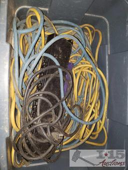 5 Totes of Lights and Extension Cords