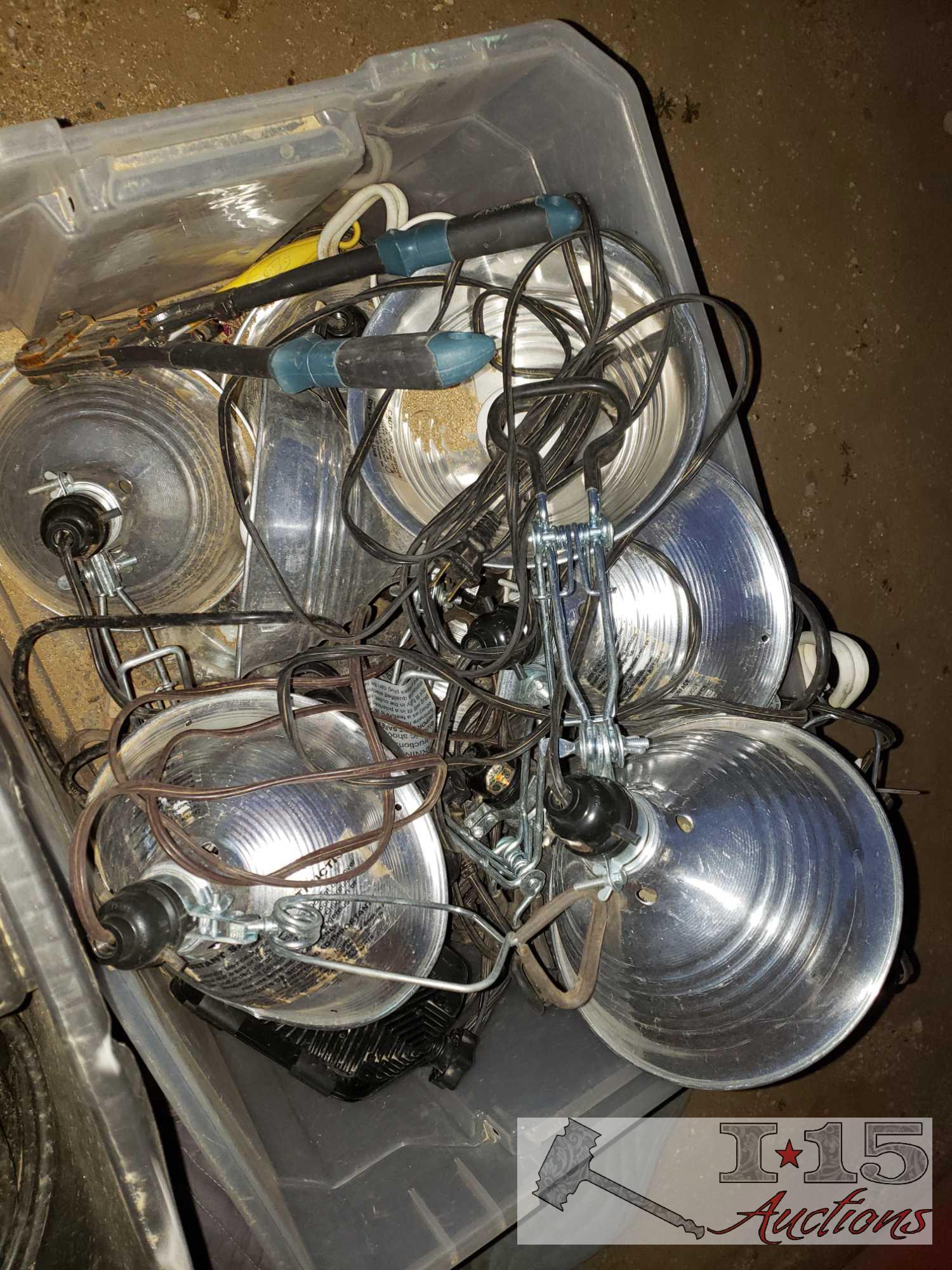 5 Totes of Lights and Extension Cords