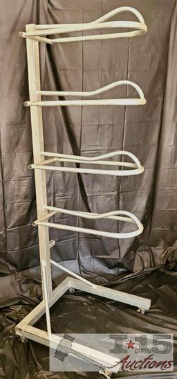 4-Tier Steel Saddle Rack on Wheels with Wheel Locks