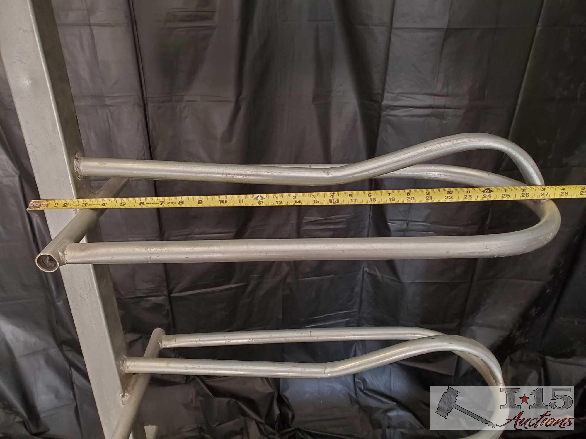 4-Tier Steel Saddle Rack on Wheels with Wheel Locks